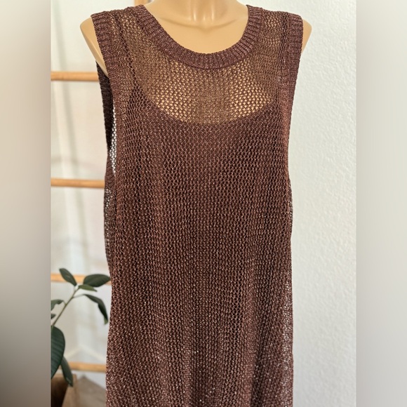 NWT Women's Openwork Midi Tank Dress - A New Day Brown - Picture 3 of 4